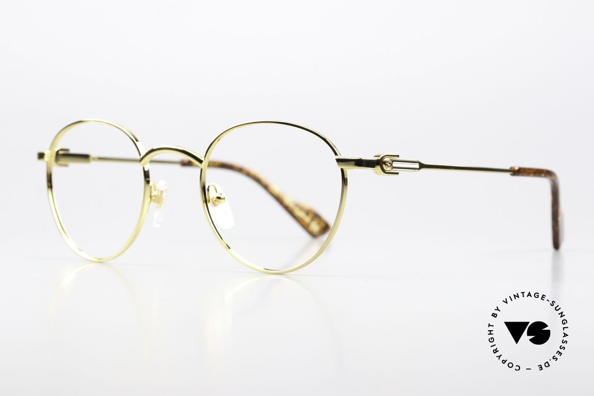 Gucci GG1222O Panto Gold-Plated 48mm, timeless panto eyewear design; truly elegant, Made for Men and Women