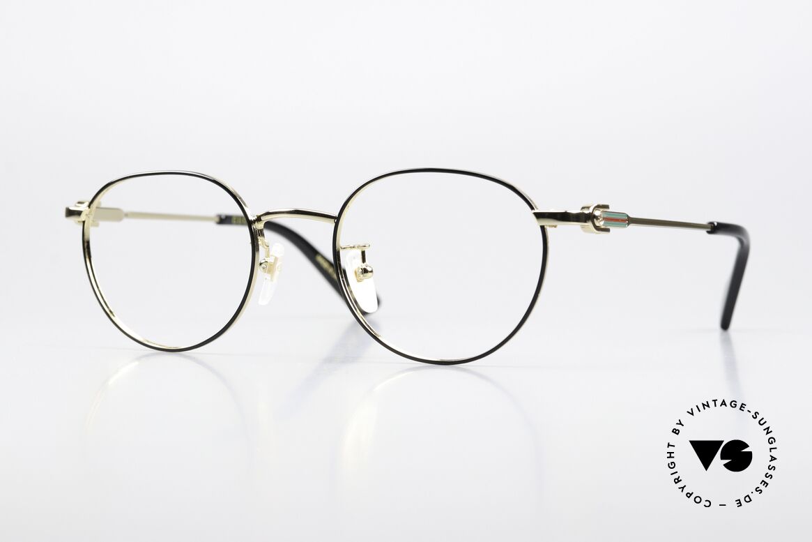 Gucci GG1613OJ Panto Gold Black 49mm, Gucci GG1613OJ glasses, size 49-21, col. 001, Made for Men and Women