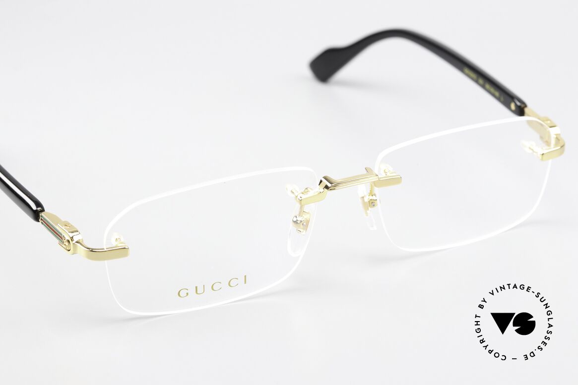 Gucci GG1221O Rimless Spec Unisex Gold, gold-plated metal frame, made in Japan quality, Made for Men and Women