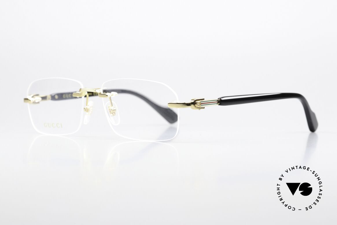 Gucci GG1221O Rimless Spec Unisex Gold, but lens size and lens shape can be changed, Made for Men and Women