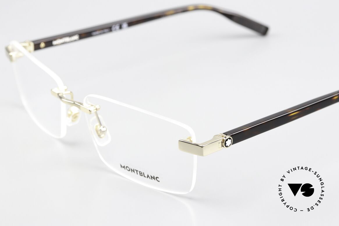 Montblanc MB0055O Noble Men's Frame Rimless, gold-plated rimless frame can be glazed optionally, Made for Men