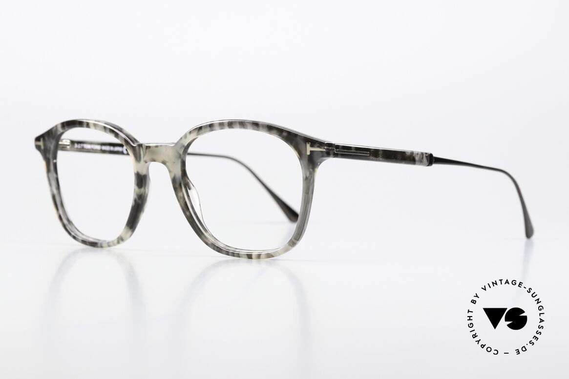 Tom Ford TF5484 Men's Eyewear Titanium, interesting color (marbled gray) and frame shape, Made for Men