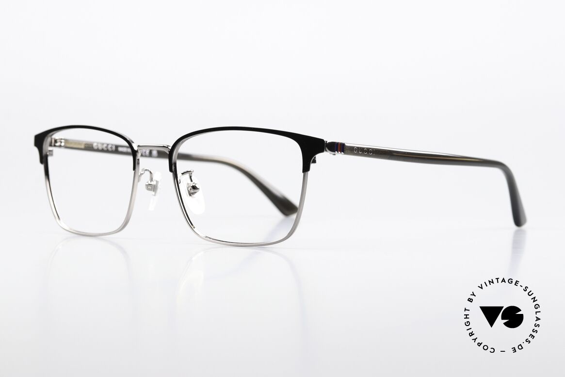 Gucci GG1124OA Men's Eyeglasses Square, square metal frame in silver / black / dark brown, Made for Men