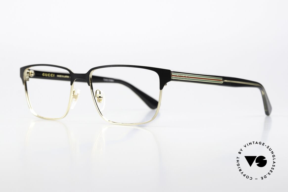 Gucci GG0383O Square Eyeglasses Men, square metal frame in gold / black / green / red, Made for Men