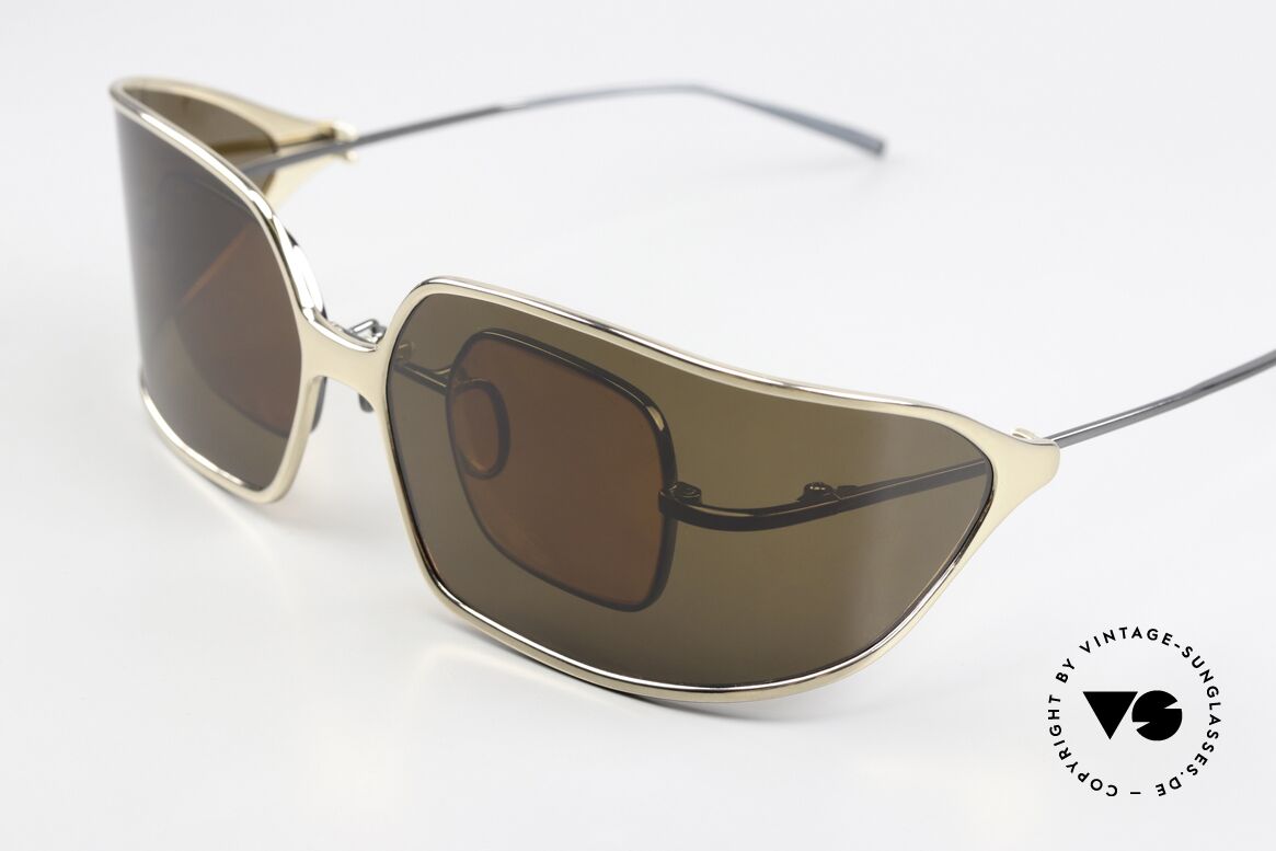 Christian Roth 14004 Pure Titanium Made In Japan, with a large wrap-around sun clip; polarized, 100%, Made for Men and Women