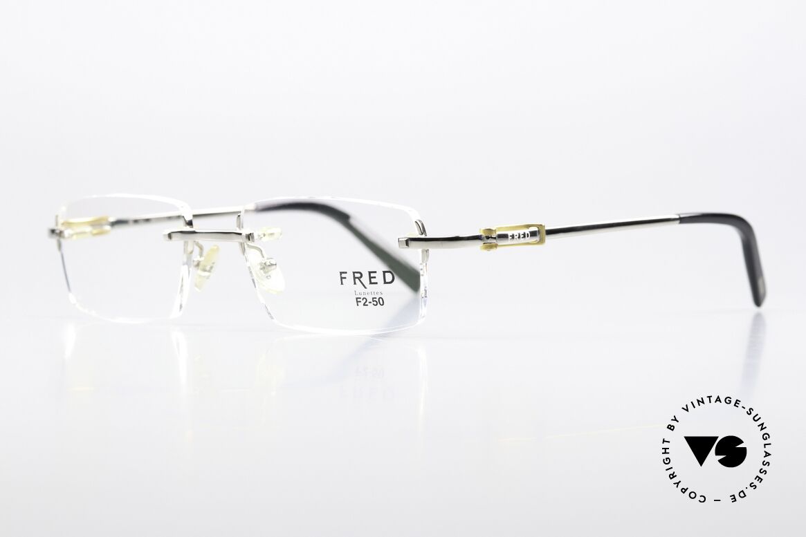 Fred Aberdeen Striking Square Lens Shape, timeless, rimless luxury glasses with "F2" lens shape, Made for Men