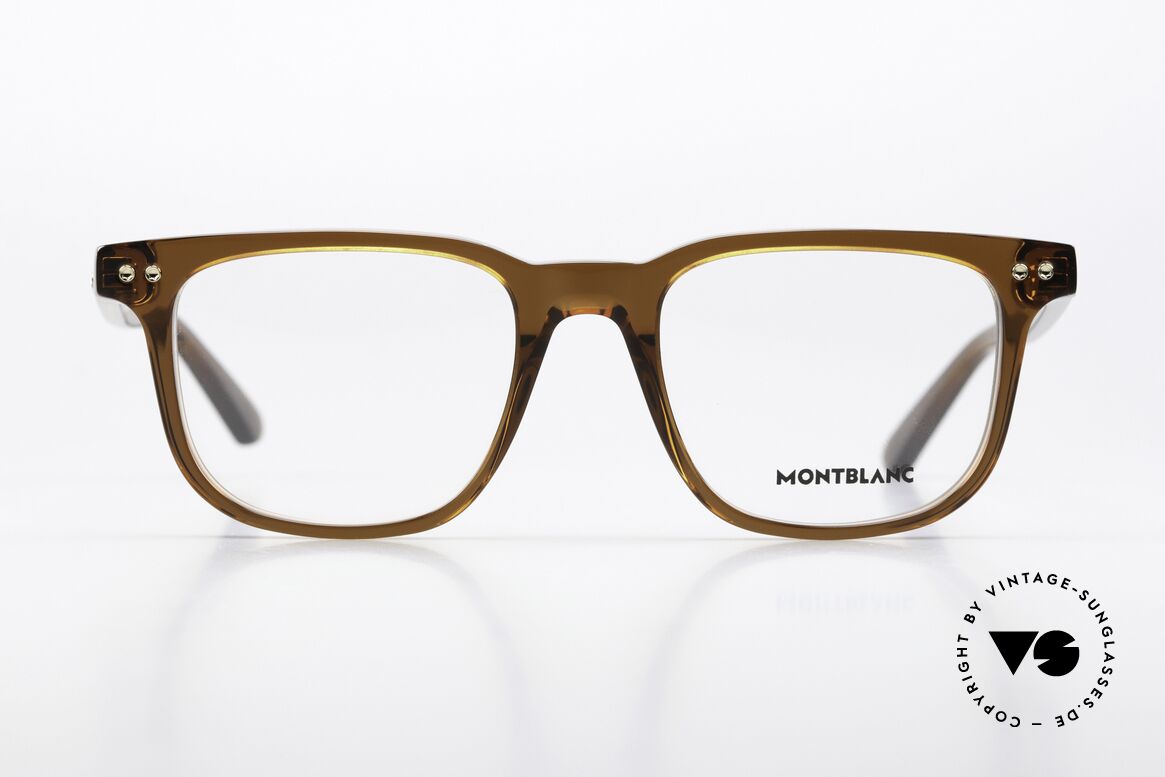 Montblanc MB0256O Men's Frame Square Acetate, characteristical MONT BLANC Logo as temple decor, Made for Men