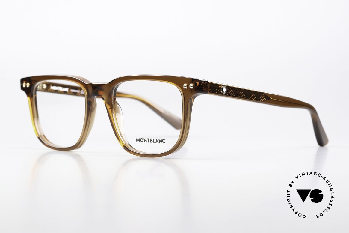 Montblanc MB0256O Men's Frame Square Acetate, elegant men's eyeglasses; timeless acetate eyewear, Made for Men