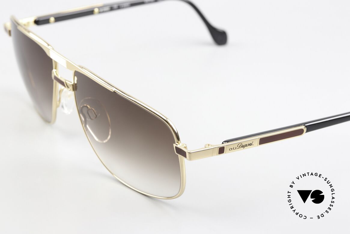 S.T. Dupont D002 Brad Pitt F1 Movie Sunglasses, 23ct gold-plated frame with wine-red frame decoration, Made for Men