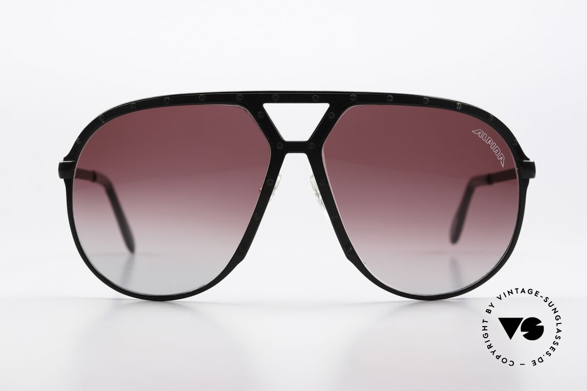 Alpina M1 Iconic 80's Sunglasses XL, completely black frame with 24 screws in black, Made for Men