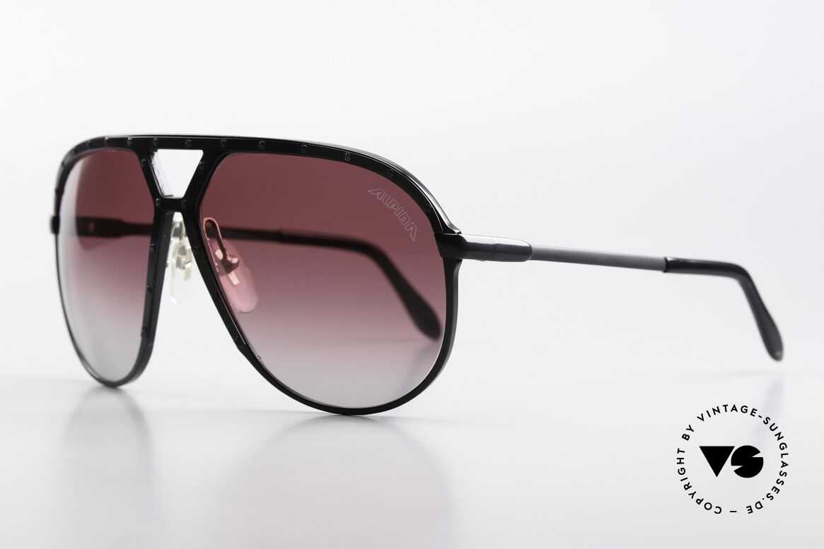 Alpina M1 Iconic 80's Sunglasses XL, ruby-gradient lenses with original Alpina logo, Made for Men