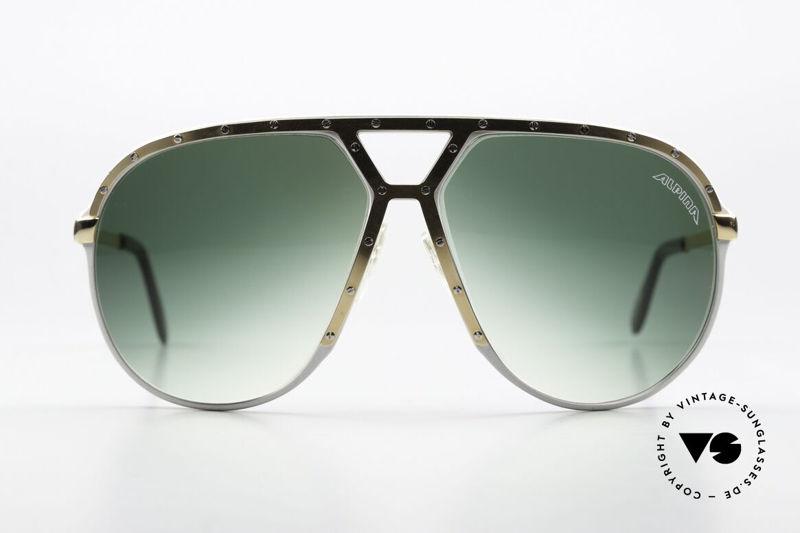 Alpina M1 Stevie Wonder Sunglasses, silver frame with golden cover and silver screws, Made for Men