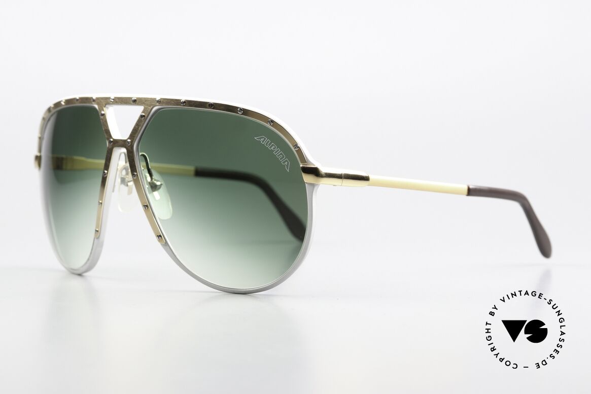 Alpina M1 Stevie Wonder Sunglasses, green gradient sun lenses with orig. Alpina logo, Made for Men