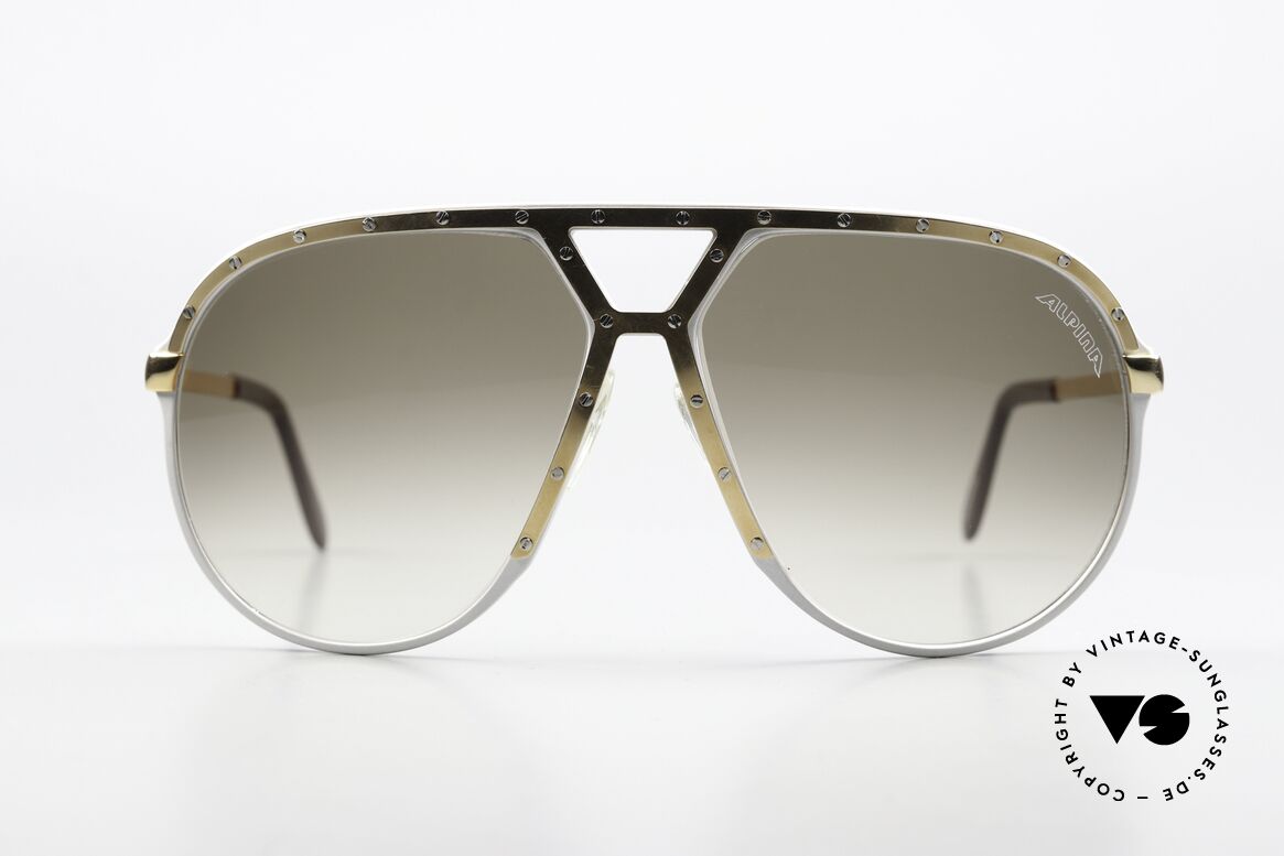 Alpina M1 80's Glasses Stevie Wonder, silver frame with golden cover and silver screws, Made for Men