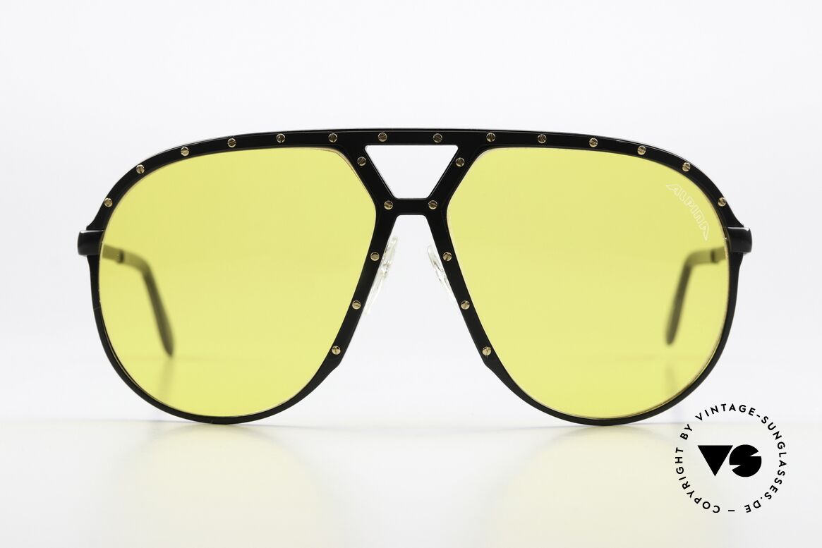 Alpina M1 Amber Kalichrome Lenses, completely black frame with 24 golden screws, Made for Men
