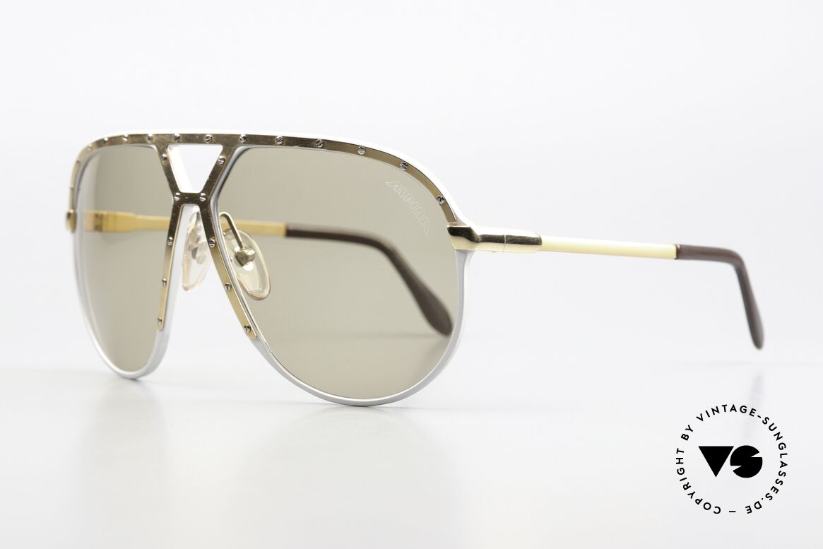 Alpina M1 Legendary 80's Sunglasses, light brown sun lenses with Alpina logo, 100% UV, Made for Men