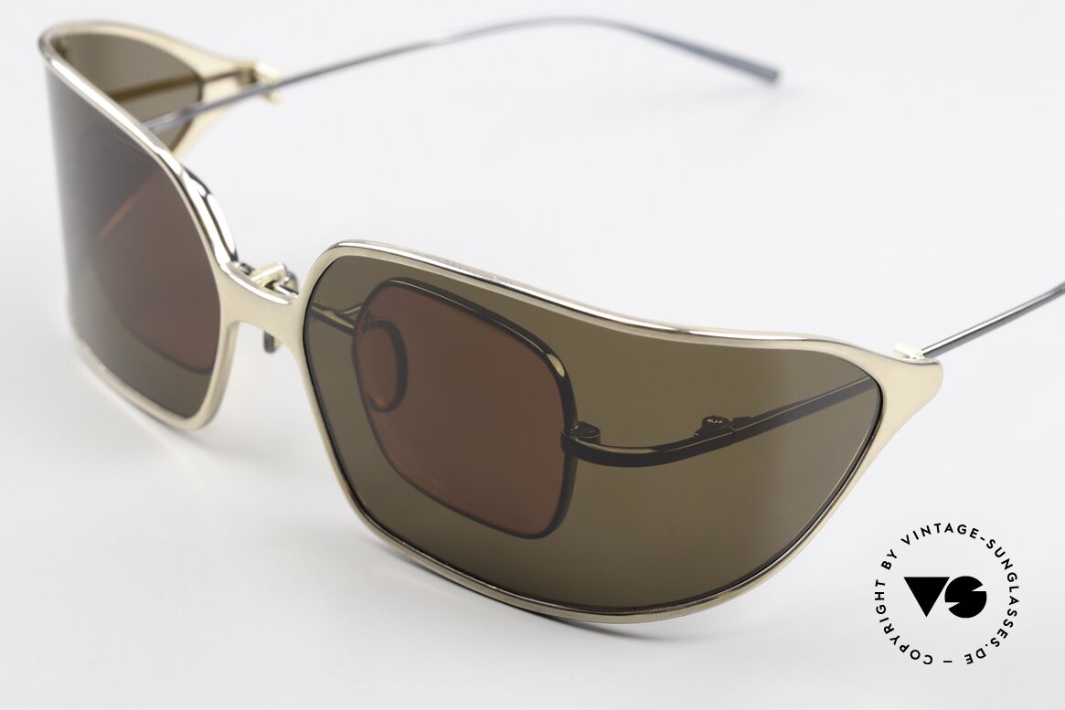 Christian Roth 14004 Gunmetal With Gold Clip-On, with a large wrap-around sun clip; polarized, 100%, Made for Men and Women