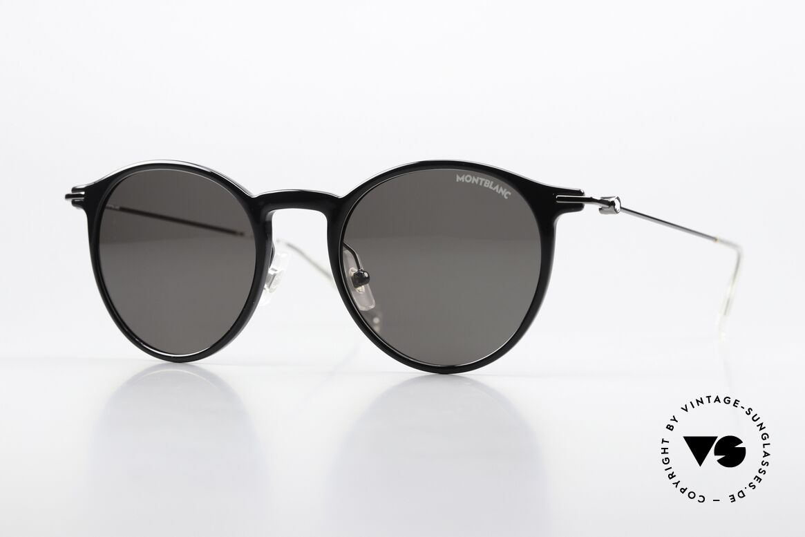 Montblanc MB0097S Classic Panto Sunglasses, classic sunglasses in black for men by Montblanc, Made for Men