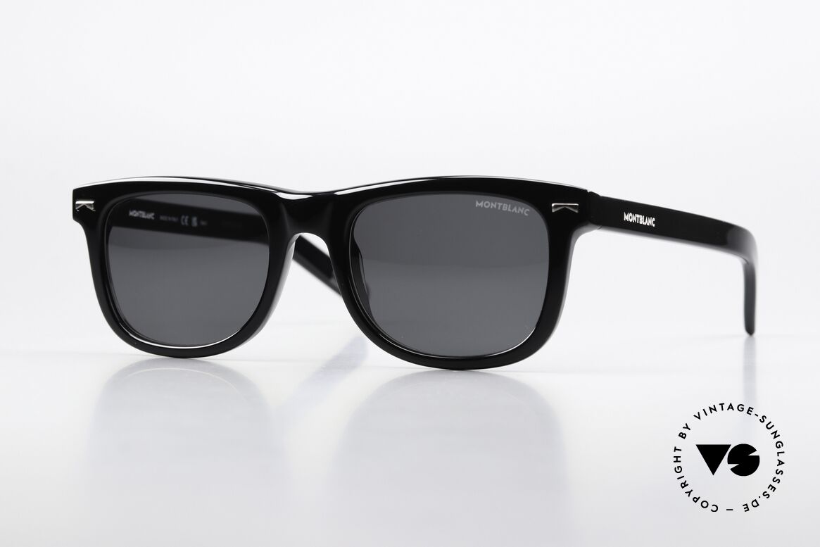 Montblanc MB0260S Square Sunglasses Acetate, classic sunglasses in black for men by Montblanc, Made for Men