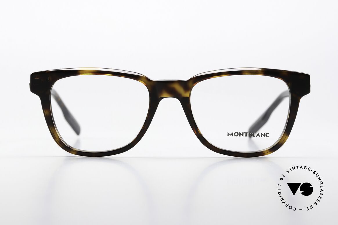 Montblanc MB0178O Full Rim Acetate Glasses, characteristical MONT BLANC Logo as temple decor, Made for Men