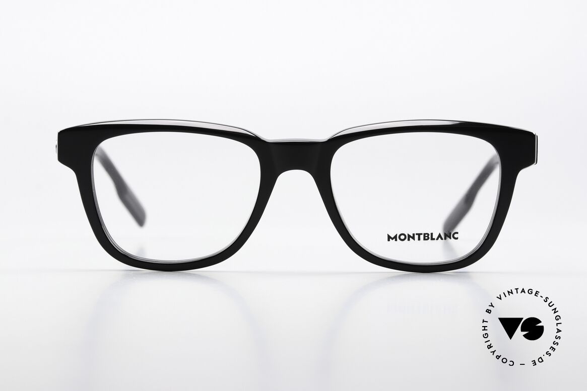Montblanc MB0178O Full Rim Eyeglasses Black, characteristical MONT BLANC Logo as temple decor, Made for Men