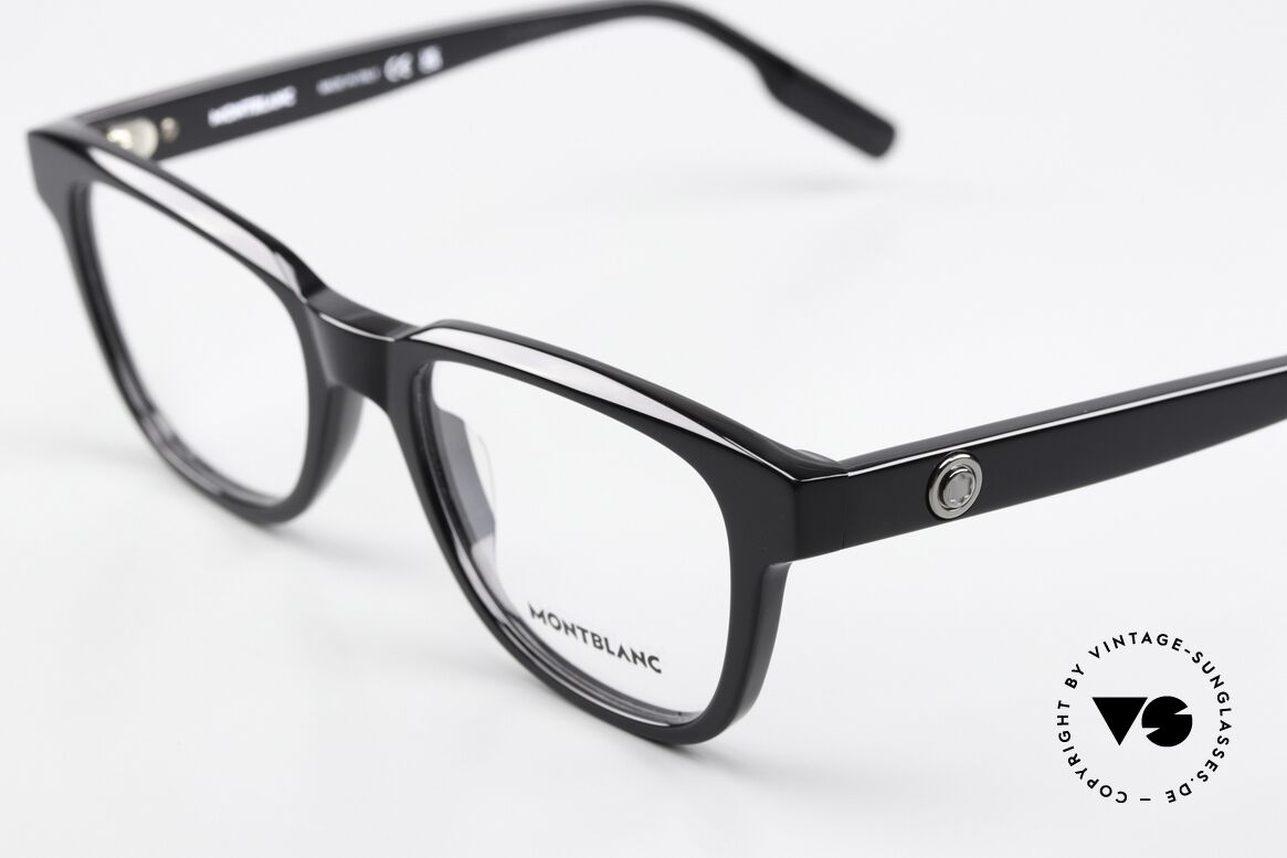 Montblanc MB0178O Full Rim Eyeglasses Black, but also an eye-catcher as striking ladies' eyeglasses, Made for Men