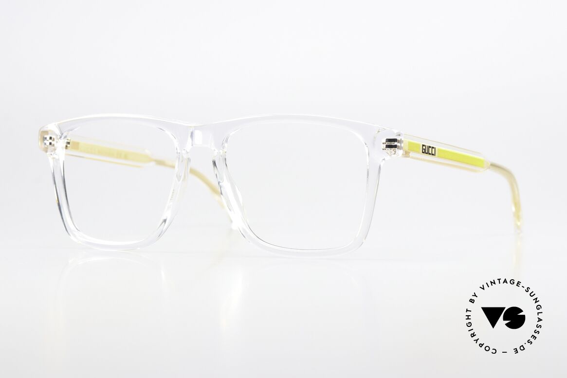Gucci GG0561ON Crystal Acetate Frame Men, crystal clear acetate front & gold temple inlays, Made for Men and Women