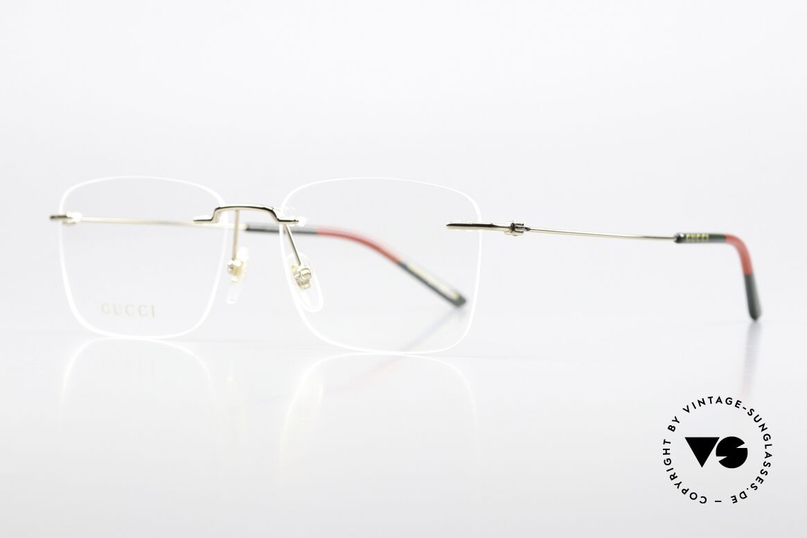 Gucci GG0399O Rimless Frame Made In Italy, very elegant men's eyeglasses; timeless luxury specs, Made for Men