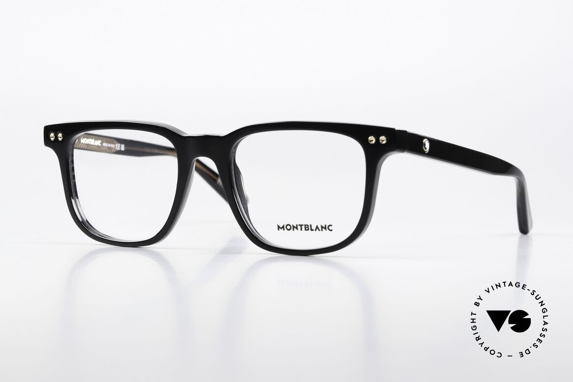 Montblanc MB0256O Men's Full Rim Frame Black, square glasses by Montblanc, MB0256O in size 53/20, Made for Men
