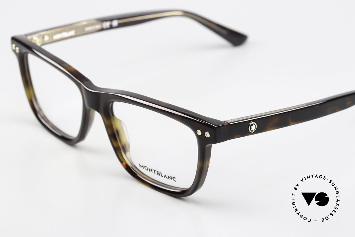 Montblanc MB0322O Full Rim Acetate Tortoise, but also an eye-catcher as striking ladies' eyeglasses, Made for Men and Women