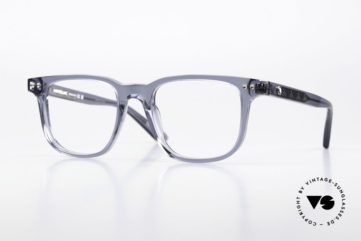 Montblanc MB0256O Bluish Gray Acetate Frame, square glasses by Montblanc, MB0256O in size 53/20, Made for Men