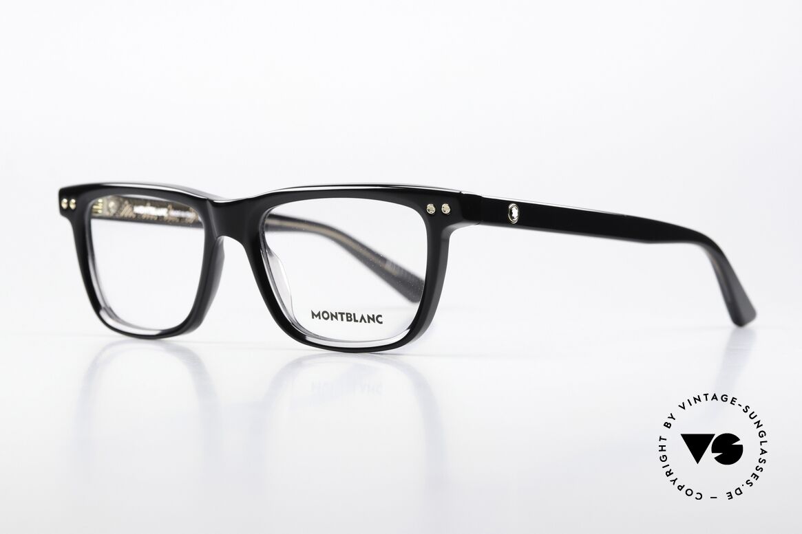 Montblanc MB0322O Square Black Eyeglasses, elegant men's eyeglasses; timeless acetate eyewear, Made for Men and Women