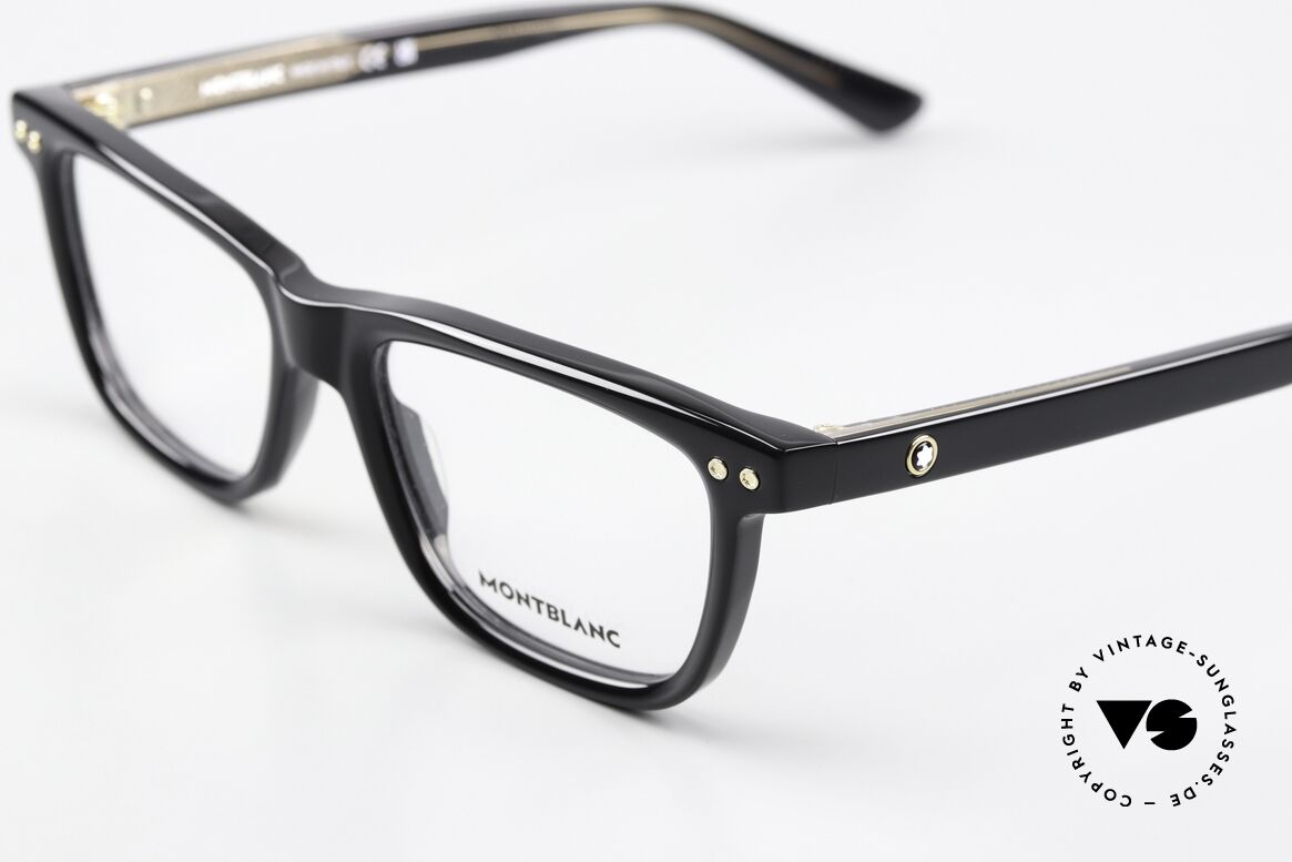Montblanc MB0322O Square Black Eyeglasses, but also an eye-catcher as striking ladies' eyeglasses, Made for Men and Women