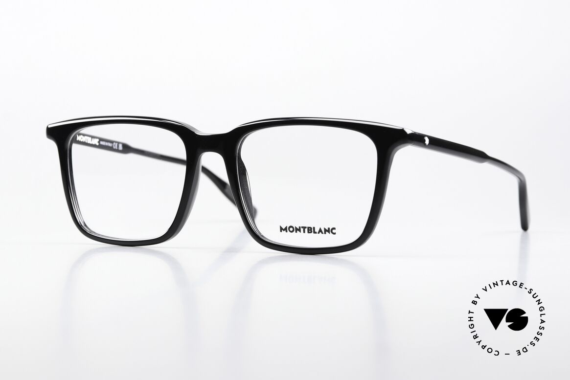 Montblanc MB0011O Black Frame In Large Size, square glasses by Montblanc, MB0011O in size 54/19, Made for Men
