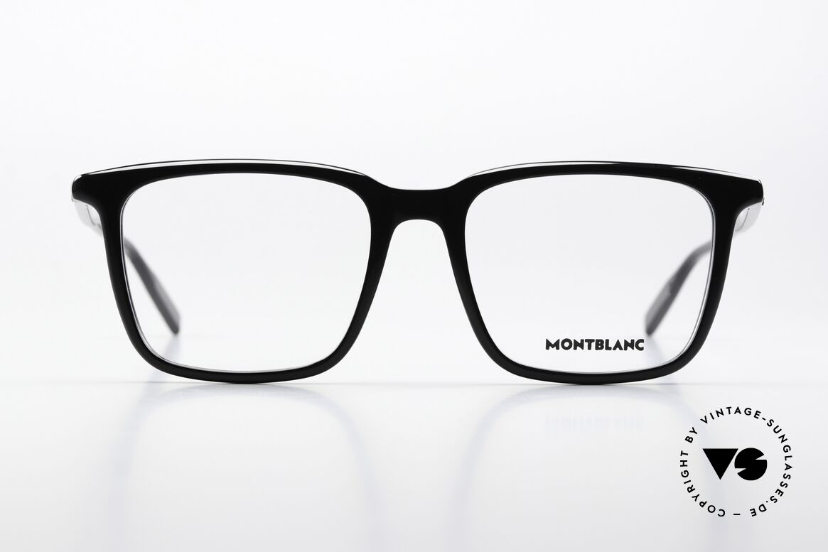 Montblanc MB0011O Black Frame In Large Size, characteristical MONT BLANC Logo as temple decor, Made for Men