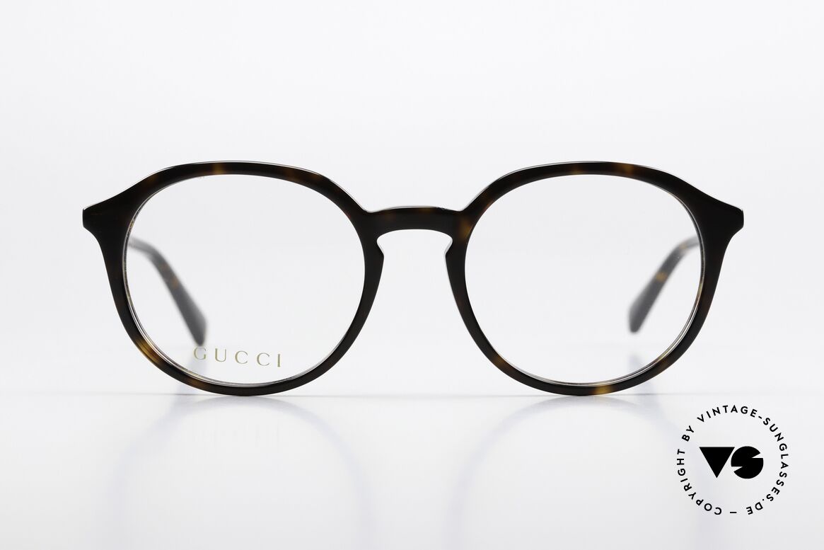 Gucci GG1004O Noble Panto Eyewear Unisex, interesting brownish-tortoise acetate frame, Made for Men and Women