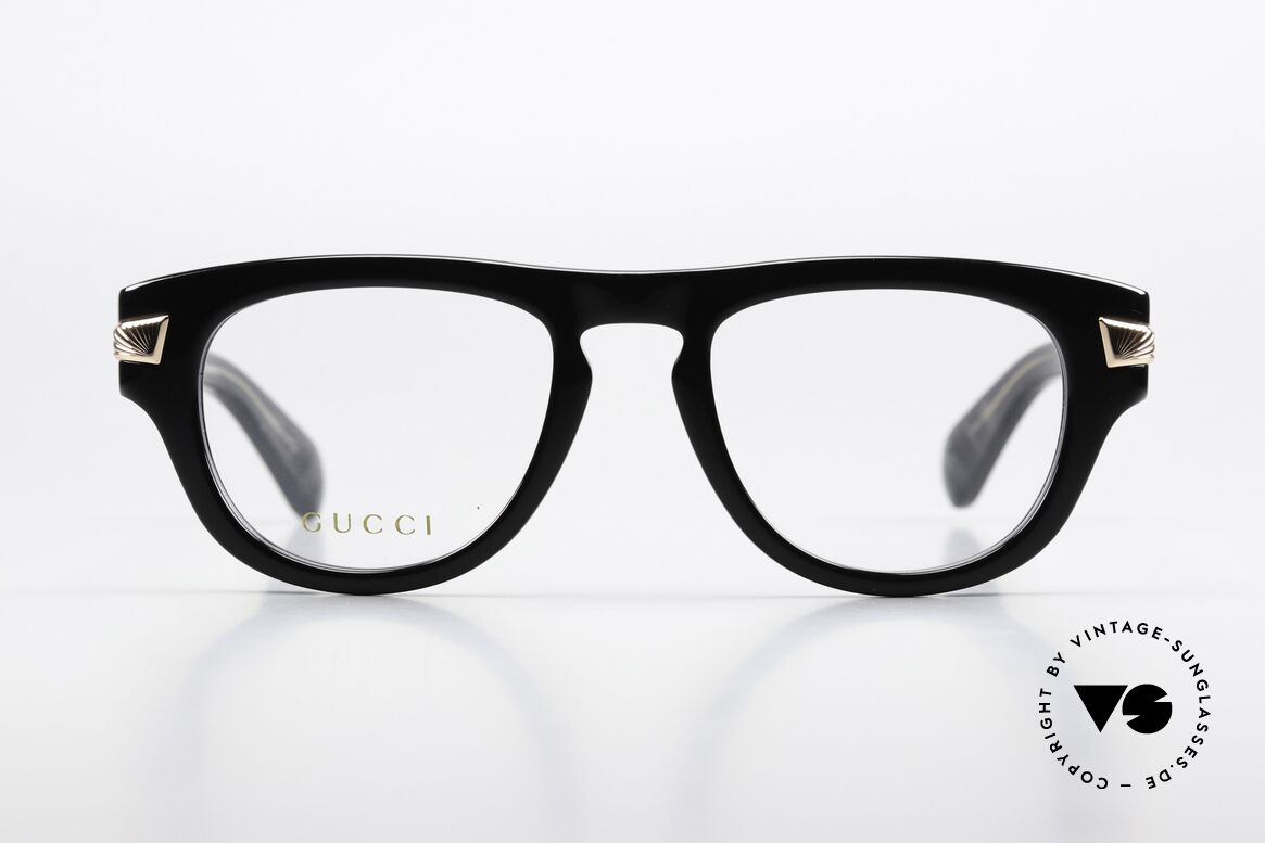Gucci GG1519O Thick Black Frame Rosé Gold, very solid black acetate front, UNISEX eyewear, Made for Men and Women