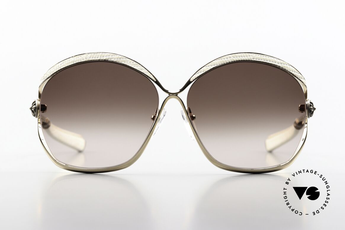 Chrome Hearts Fluffer White Lizard Leather Frame, gold-plated frame with white lizard leather, Made for Women
