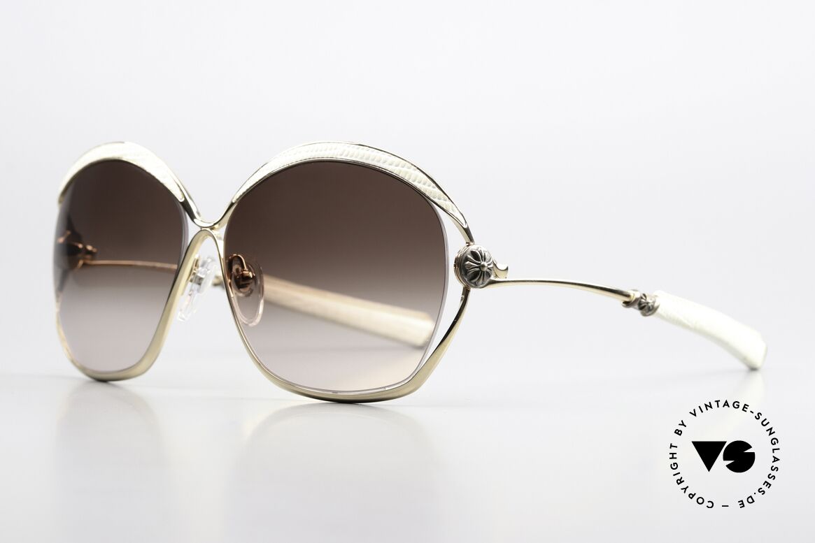 Chrome Hearts Fluffer White Lizard Leather Frame, oversized design with brown gradient lenses, Made for Women