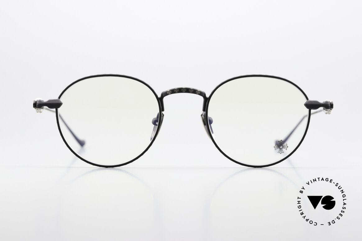 Chrome Hearts Vagidictorian III Panto Specs Matte Black, unisex model in matte black, size 48/21, 148, Made for Men and Women