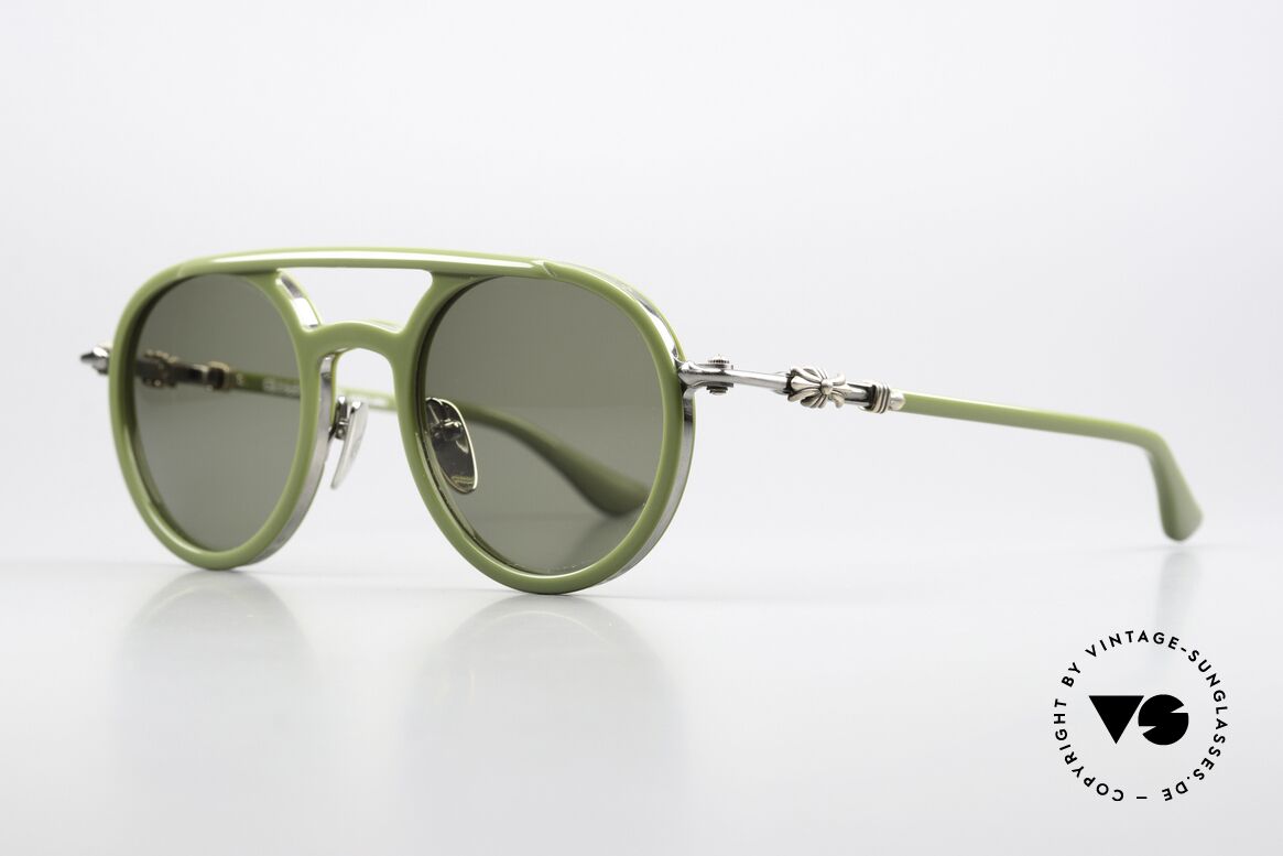 Chrome Hearts Loveboat Aviator Sunglasses Matcha, outer titanium lens rim with CH emblem, Made for Men and Women