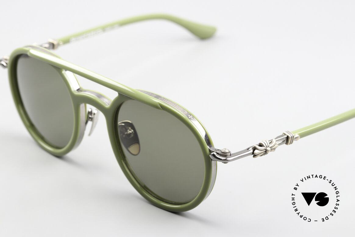 Chrome Hearts Loveboat Aviator Sunglasses Matcha, 925 Sterling Silver decorative elements, Made for Men and Women