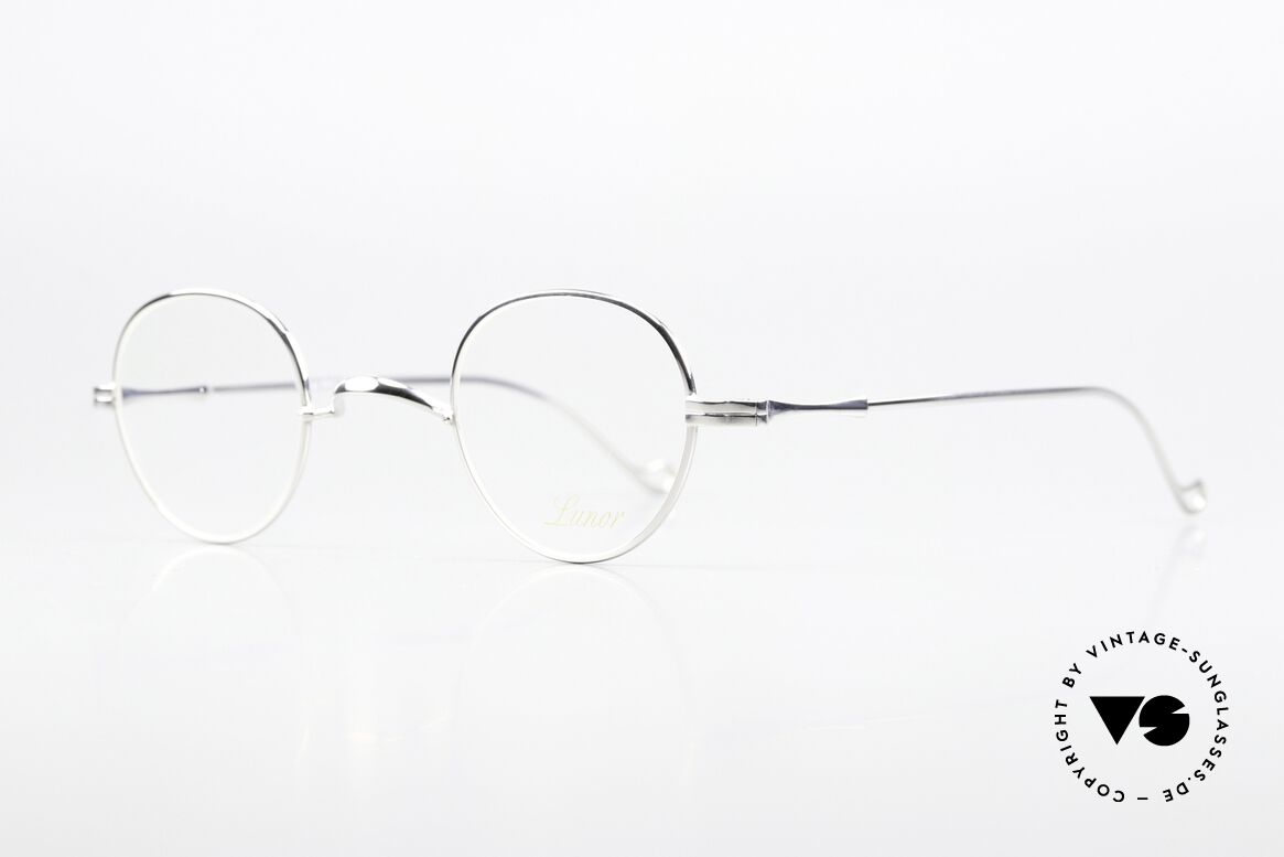 Lunor II 15 Old Panto Frame Platinum, in size 39/26; can be glazed with strong prescriptions, Made for Men and Women