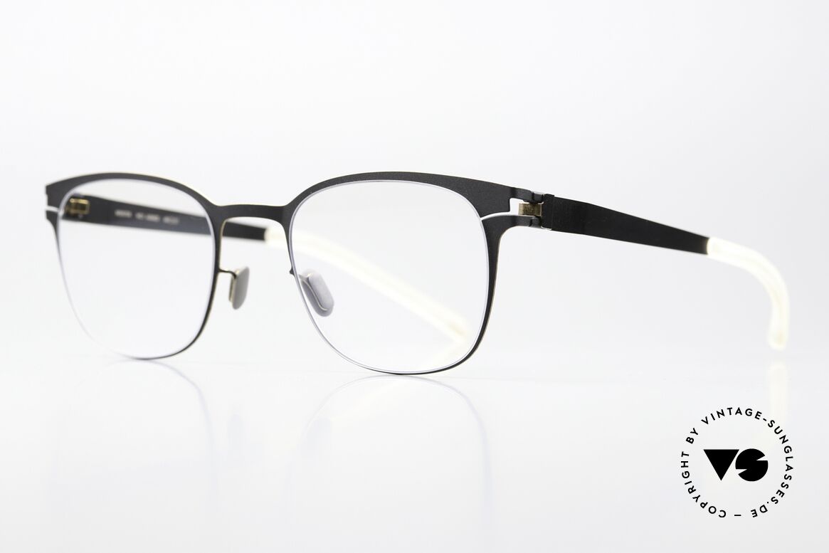 Mykita Agnes Coloring Black Gold Edges, color 279 "Black/Gold Edges" with clear DEMO lenses, Made for Women