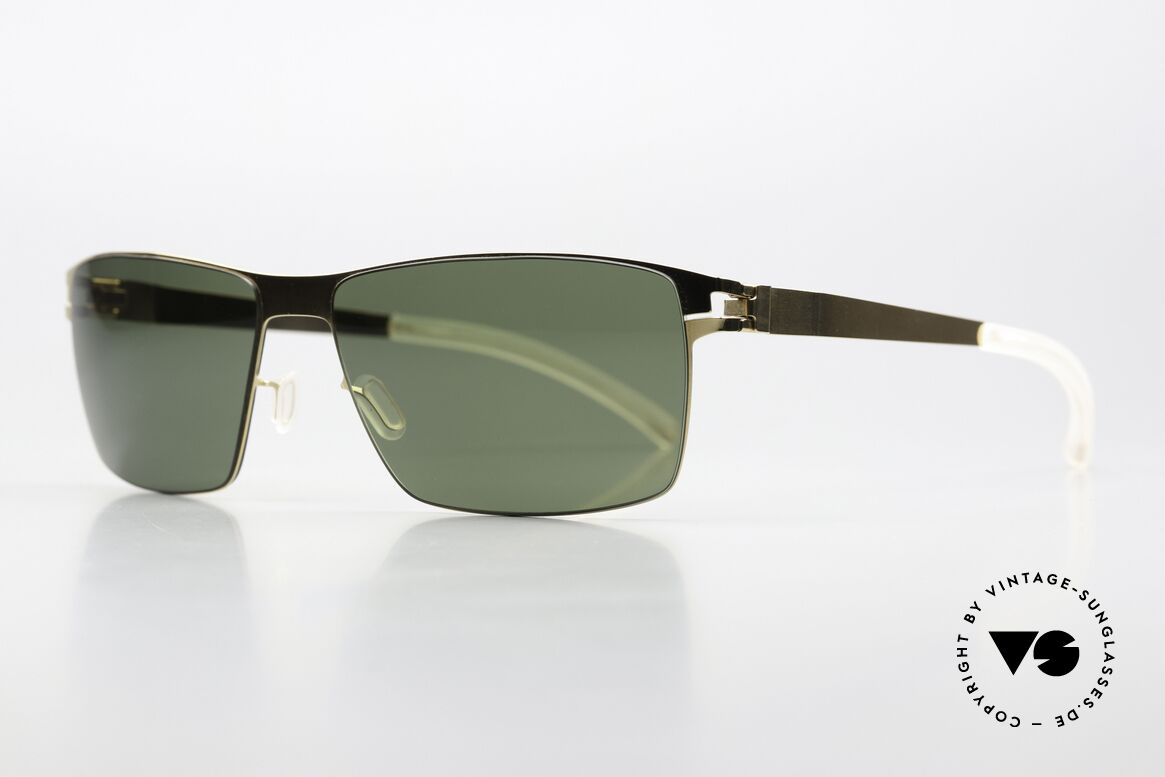 Mykita Pierce Polarized Sunglasses, color 013 "Glossy Gold" with POLARIZED sun lenses, Made for Men