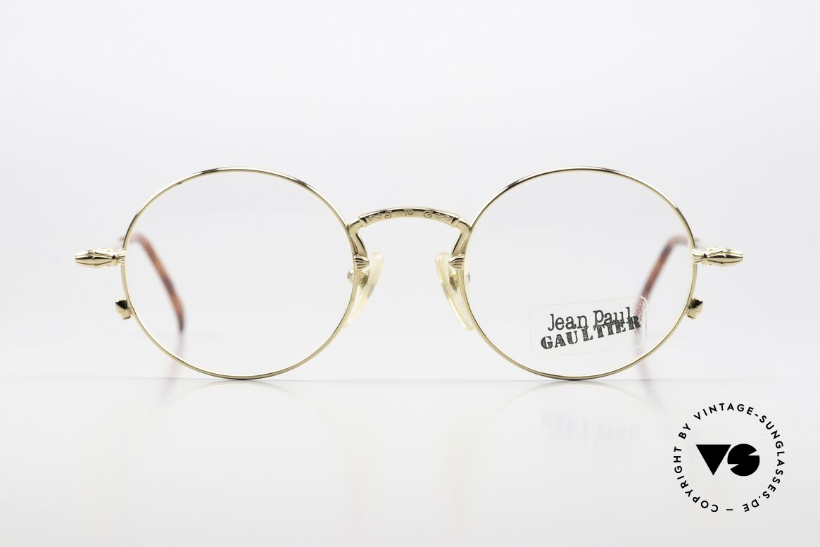 Jean Paul Gaultier 55-4171 Vintage Eyewear From 1996, roundish frame with some subtle ornamentations, Made for Men and Women