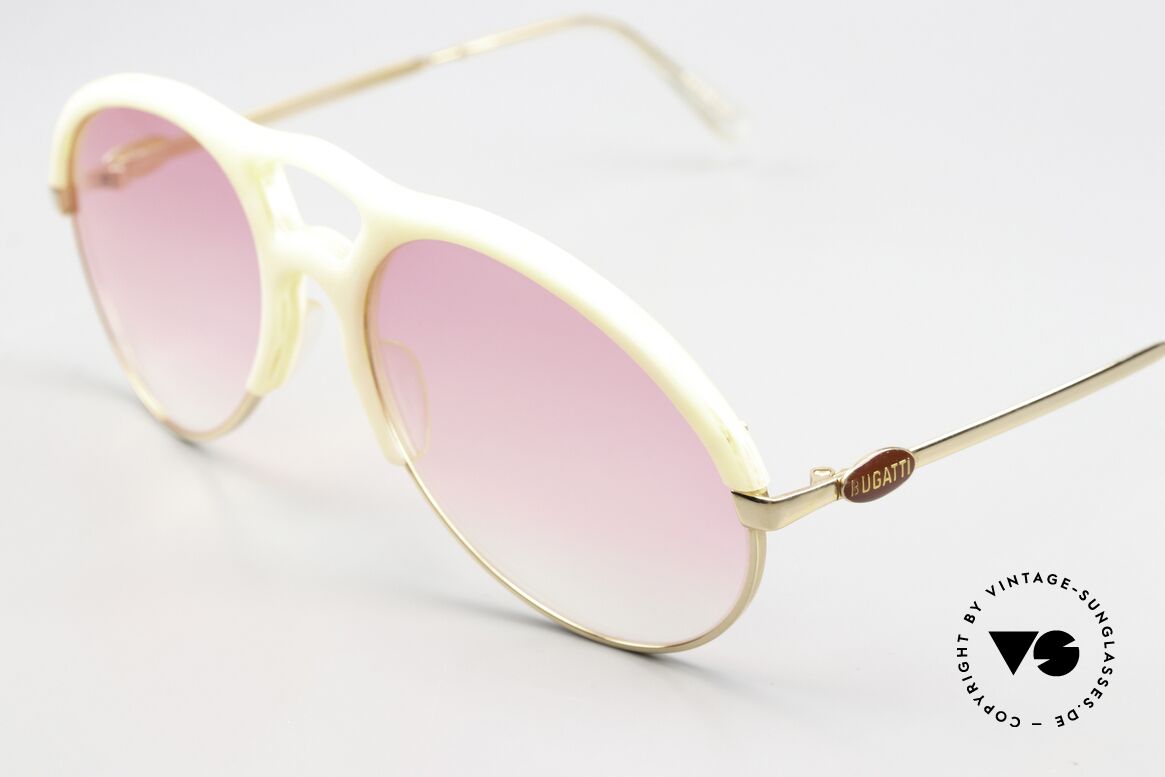 Bugatti 64936 Ivory Optic 70's Glasses, pink-gradient sun lenses (fancy fashion accessory), Made for Men