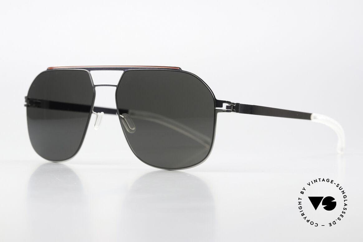 Mykita Selleck Sunglasses Aviator Unisex, Color Code 317 is called: Silver / Coral Red Darkgrey, Made for Men and Women
