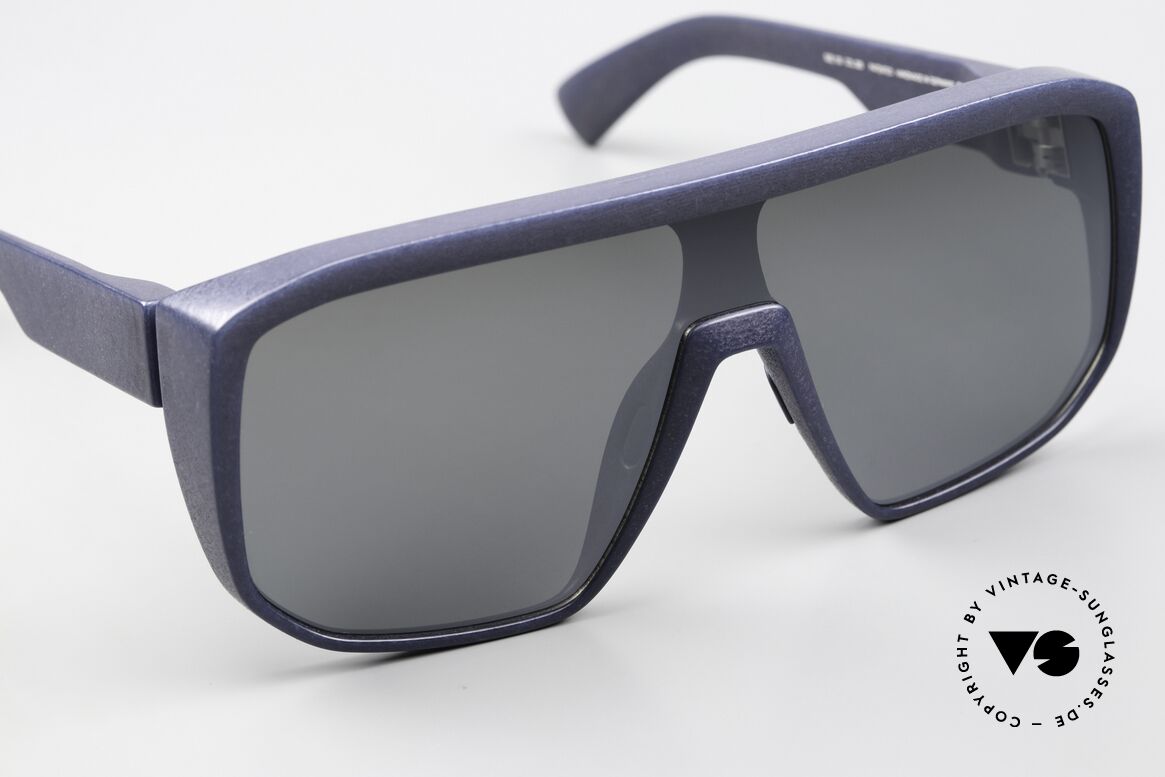 Mykita Mylon Shift Navy Blue Silver Flash Shield, unworn with Mykita case; 100% UV protection, Made for Men