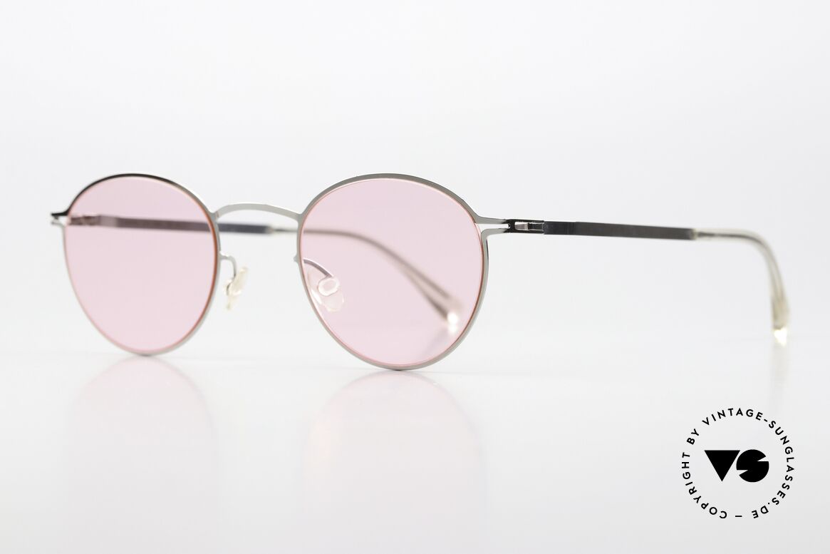 Mykita Tona Panto Sunglasses Small, color code 051 = Shiny Silver / Jellypink Solid Lenses, Made for Men and Women